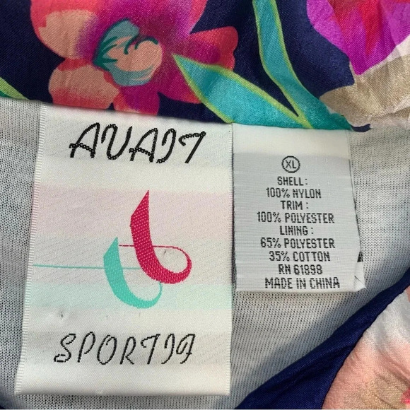 Womans Windbreaker Nylon Jacket XL  90s‎ Track Floral Colorful Full Zip Pockets - Picture 9 of 12